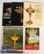 1961, 1963, 1965, 1967 and 1969 Official Ryder Cup Golf Programmes: 1961 played at Royal Lytham