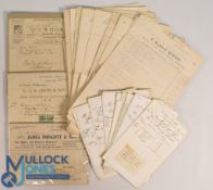 Collection of Golfing Receipts from Golf Club and Ball Makers to include Ramsay Hunter, G W Fluck, A