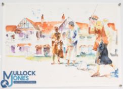 Bill Knowles limited edition 2/100 'Calcutta Clubhouse' colour golf print signed in pencil - Bill