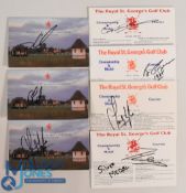 Signed Royal St Georges Score Cards: includes Sandy Lyle, Bill Rodgers, Greg Norman, Darren