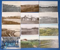 Collection of 12x early Scottish and Irish golf postcards – incl Aberdour, Banchory, Banff,