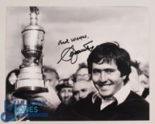 Signed Seve Ballesteros Open Championship Photograph: in bold black pen Best Wishes on black and