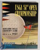 1951 Official US Open Golf Programme: 51st Open Championship 14-15 June played at Oakland Hills