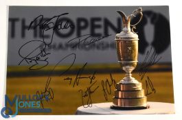 Signed British Open Winners Photograph: includes Nick Faldo, Ernie Els, Paul Lawrie, Tony