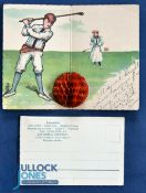 2x Early 20thc European Folding Pop-Up Coloured Novelty Golfing Postcards - one used and dated 1906