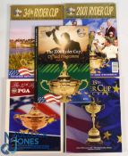 2001, 2002, 2004, 2006 and 2008 Official Ryder Cup Golf Programmes: 2001 The Belfry, 2002 The