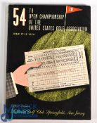1954 Official US Open Golf Programme: 54th Open Championship 17-19 June played at Baltusrol Golf
