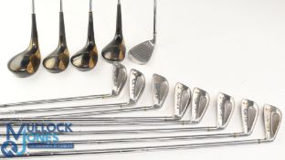 Set of PGA Ryder Cup II Golf Irons and Persimmon Woods (13) features 1, 3, 4 and 5 wood plus 2-9 and