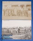 2x Rare golf postcards featuring James Braid and JH Taylor (Jim Barnes can be seen to the left