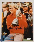 Signed Johnny Miller British Open Championship Photograph: in bold black pen on black and white 25 x