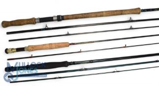 Saville Wisper 8' 2 piece graphite brook trout fly rod, #4/5/6, lined guides, cork handle, wood