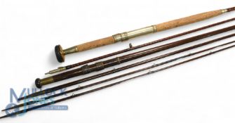 Westley Richards, Birmingham 10' 2 piece split cane heavy salmon rod, red agate guides, 2 missing
