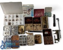Collection of flies in boxes incl 2x good Wheatley dry fly compartment models, an early Eclipse