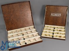 Allcock's Salesman Fly Display case with maker's details imprinted internally to lid, with various