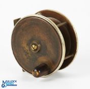 J Gillett Maker, 40 Fetter Lane, London, brass and ebonite fly reel, 3.75