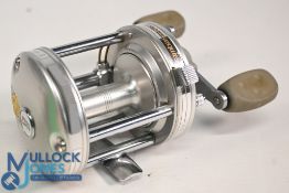 Abu Ambassadeur 6500 C3 multiplier No 991010/3, twin grey handles, star drag, rim on/off check, good