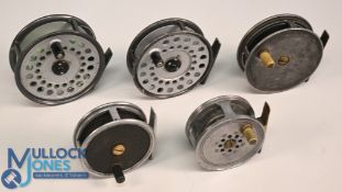 A collection of alloy trout fly reels, all without cases, as follows: Hardy Viscount 150 salmon