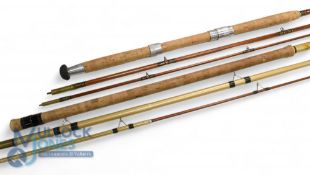 Rare Chapman of Ware Angaloy 13' 3 piece, light hollow metal float rod, gold finish, green whipped
