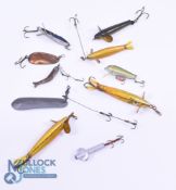 Collection of 10x vintage Hardy lures including 3x Golden Spratt Devons, a 2.5