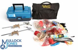 A collection of fly tying and terminal tackle, as follows: Fly fishing and fly tying case with a