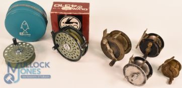 A collection of reels, as follows: Olympic Japan 4310 alloy trout fly reel (in style of lightweight)