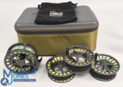 Lamson USA Remix alloy R-7+ salmon fly reel with 3 spare spools, 4