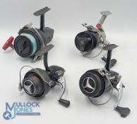 Daiwa 1050 fixed spool reel, good bail, spool tensioner, runs okay; Daiwa No 760 RHW, bail sticks,