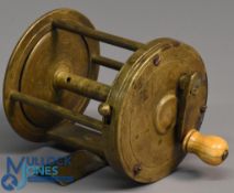 Early all brass extra wide multiplying winch reel 2.5