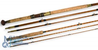 Malloch of Perth Victorian greenheart salmon fly rod, 12' 3 piece, black whipped guides/ferrules,