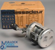 ABU Ambassadeur Bass Series multiplier reel instant anti reverse, star drag, some marks apparent,
