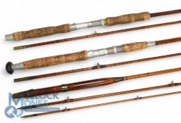 A collection of split cane and whole cane rods – all unnamed and with no bags. Split cane spinning