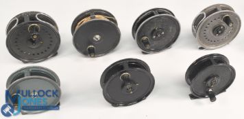 A collection of trout fly reels, made up of: 2x J W Young & Sons Beaudex reels, both run well. 2x