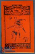 1935/36 Arsenal v Barnsley FA Cup football programme 29 Feb, centre fold, staple bleed internally,