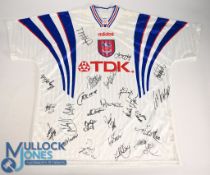 Crystal Palace FC Away Football Shirt 1996-1997 Multi signed on front with 25 signatures Size XXL