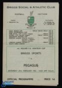 1953/54 FA Amateur Cup Briggs Sports v Pegasus match programme 27 February 1954, 4 page; team
