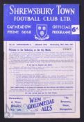 1960/61 Football League Cup s/f Shrewsbury Town v Rotherham Utd 29 March 1961 match programme;