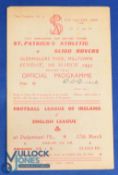1952/53 FA of Ireland challenge cup St Patrick's Athletic v Sligo Rovers 4 page programme at
