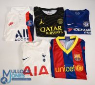 Five Children's Football Shirts to include Paris Saint-Germain FC 2019-2020 Away 137-147cm (G),