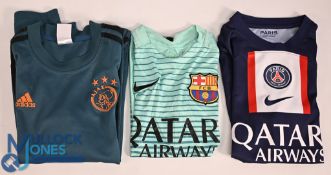 Three Children's football Shirts to include Ajax FC Training Shirt Size 26 long sleeves (G) Paris
