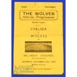 1945/46 Wolverhampton Wanderers v Chelsea football league (south) 4 page programme 29 September