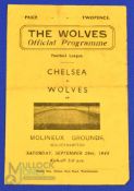 1945/46 Wolverhampton Wanderers v Chelsea football league (south) 4 page programme 29 September