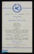 1947 Cardiff City Supporters Club Reunion & Quiz 4 page card programme 8 May 1947 at Cory Hall;