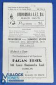 1949/50 Drumcondra v Shamrock Rovers 4 page programme 27 December 1949 at Tolka Park; score to