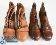 Football Boots Two pairs of brown leather/swede vintage style football boots in very good condition