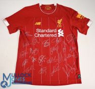 Liverpool FC Home Football Shirt 2019-2020 with 21 signatures on front Size Adult Medium. New