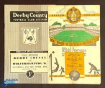 1952/53 Wolverhampton Wanderers v Derby County Div. 1 match programme 24 January 1953; Derby