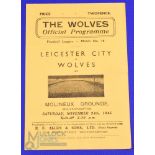 1945/46 Wolverhampton Wanderers v Leicester City war time football league (south) match programme 24