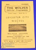 1945/46 Wolverhampton Wanderers v Leicester City war time football league (south) match programme 24