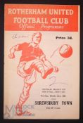 1960/61 Football League Cup s/f 1st leg Rotherham Utd v Shrewsbury Town at Millmoor 21 March 1961;