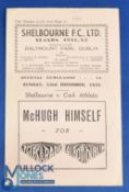 1951/52 Shelbourne v Cork Athletic FA of Ireland league match programme, 4 page, dated 23 December